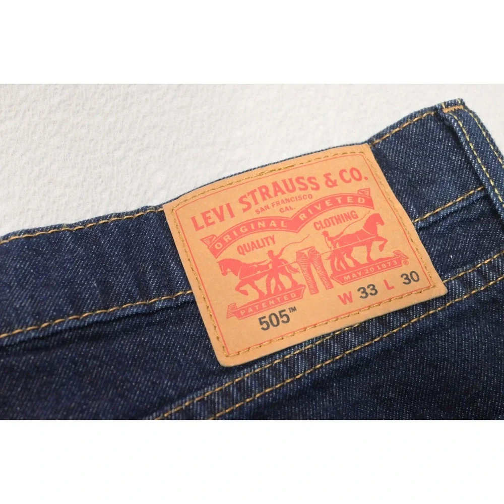 Levi's 505 Regular Fit Men 33x30 Dark Blue Straight Leg Stretch Jeans Excellent